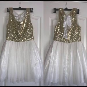 Women’s size small cocktail dress gold and white